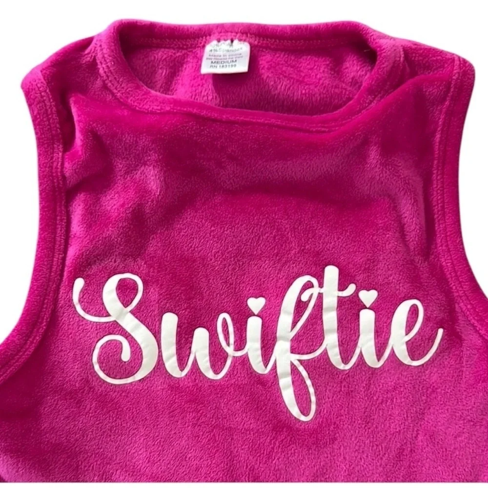 Swiftie Youth Fuschia sleeveless velour tank top concert fans Era tour inspired